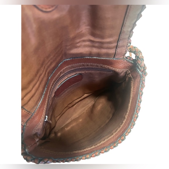 CEE KLEIN ACCESSORIES Leather Woven Boho Crossbody Purse In Copper Brown ✨EUC✨ - Picture 7 of 13